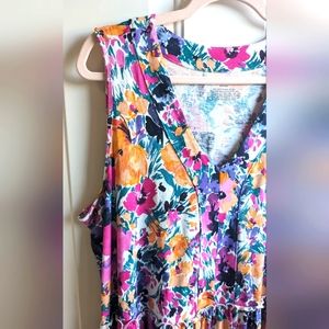 Westbound Woman Floral Midi- Maxi Tank Dress 1x Soft Flowy Plus Lounge